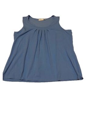 Denim & Company Women’s Large Blue Tank Top with Pleated Detail